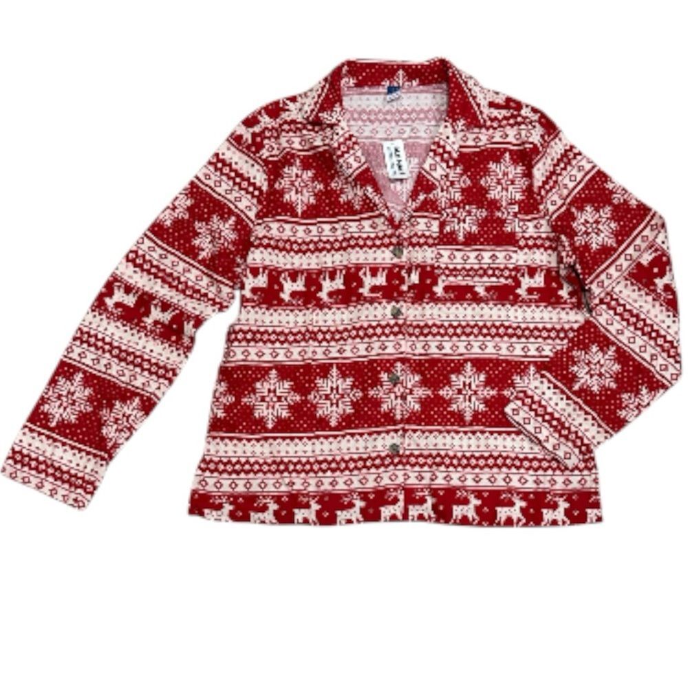 Old Navy Unisex Fair Isle Pajama Shirt Flannel Long Sleeve NEW Small